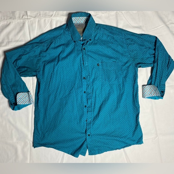 Panhandle Tuf Cooper Performance Button Up Shirt Men's Large Teal Long Sleeve - Picture 1 of 7